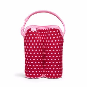 BUILT Bottle Buddy izoterminis neopreno krepšys dviem buteliukams, Baby Pink Mini Dots