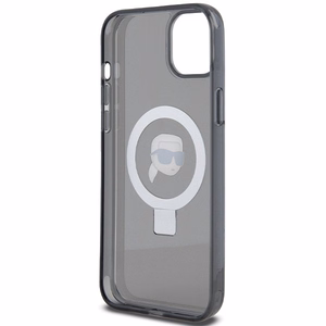 Karl Lagerfeld KLHMP15SHMRSKHK iPhone 15 6.1 juodas kietasis dėklas su žiediniu laikikliu MagSafe