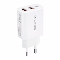 Wozinsky CWCUCW 30W USB-C / 2 x USB-A sieninis įkroviklis - baltas