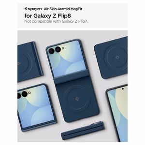 Spigen AirSkin Aramid MagFit MagSafe dėklas, skirtas Samsung Galaxy Z Flip 8 – tamsiai mėlynas