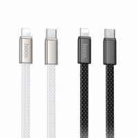 Plokščias kabelis USB C į USB C Hoco 3A 60W 1 m X125 juodas