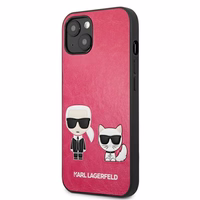 Karl Lagerfeld Ikonik Karl&Choupette dėklas iPhone 13 mini - fuksijos spalvos