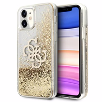 Guess 4G Big Liquid Glitter dėklas telefonui iPhone 11 6.1" / Xr - Auksinis