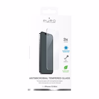 PURO Anti-Bacterial apsauginis Tempered Glass with Antibacterial Protection iPhone 13 Mini Screen
