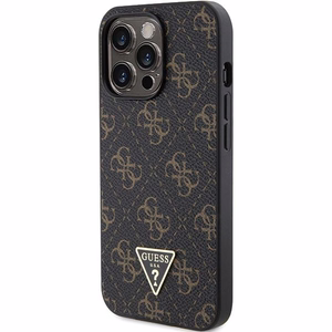 Guess 4G Triangle Metal Logo dėklas iPhone 14 Pro - juodas