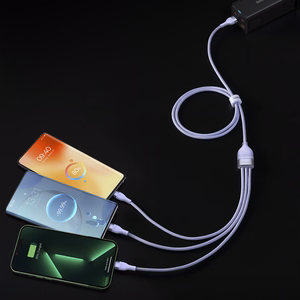 Baseus kabelis Flash Series II 3 in 1 - USB į Type C, Lightning, Micro USB - 66W 6A 1,2 metro (CASS040005) violetinis