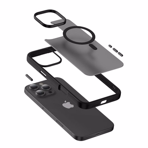 Crong Hybrid Frost MAG MagSafe dėklas, skirtas iPhone 16, juodas