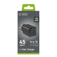 SBS TETRGAN1C45W 45W GaN USB-C sieninis įkroviklis su Power Delivery - juodas