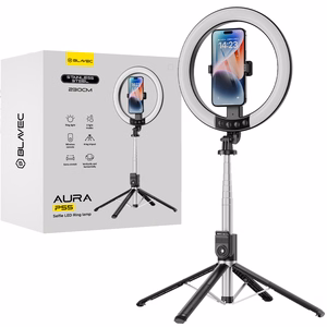 Blavec Селфи-кольцо лампа Aura LED Ring P-55 25cm штатив + пульт дистанционного управления + 2,3 метра (RLP55-TRB23) чёрное