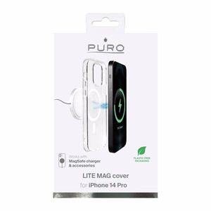Puro Lite Mag MagSafe Silikoninis dėklas telefonui iPhone 14 Pro - skaidrus