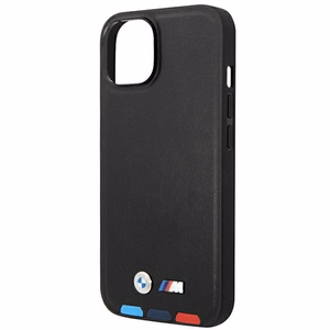 Dėklas BMW BMHMP14M22PTDK iPhone 14 Plus 6.7 "juodas / juoda Odinis Antspaudas Trispalvis Magnetinis