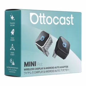 Garso adapteris automobiliui OTTOCAST Mini Cube T3 (CarPlay Android auto) sidabrinis