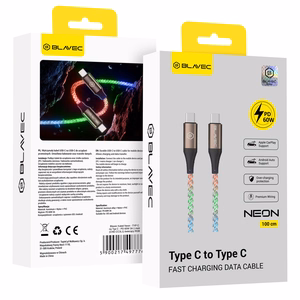 Blavec Kabel Neon - TYP C na Typ C - PD 60W 3A 1 metre (CNE-CC3L1) luminous RGB