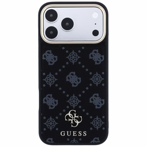 Guess Peony 4G Small Logo MagSafe dėklas, skirtas iPhone 17 Pro Max / 18 Pro Max, juodas