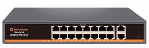 PoE switch 16x 100Mbps PoE + 2x Gigabit UPLINK, 250W