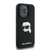 Dėklas telefonui Karl Lagerfeld Silikoninis Karl Head Print MagSafe iPhone 16 Pro Max - juodas