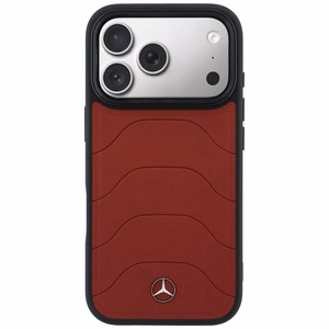 Mercedes Leather Mesh with Bow Line MagSafe dėklas iPhone 17 Pro Max, raudonas