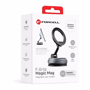 Магнитный автомобильный держатель Forcell F-Grip Magic Mag с присоской, совместимый с MagSafe, — чёрный