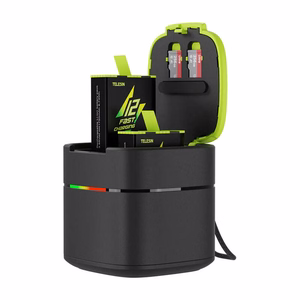 TELESIN Box dviejų kanalų įkroviklis GoPro Hero 12 / 11 / 10 / 9 kameroms (greitas įkrovimas)