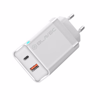 Blavec sieninis įkroviklis BC-5 GaN - USB + Type C - PD QC 45W 3A (TCBC5G-UCW453A) baltas