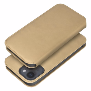 DUAL POCKET knygos tipo dėklas telefonui IPHONE 16 Plus auksinis