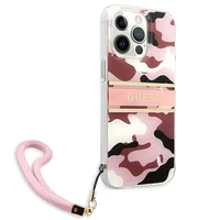 Guess GUHCP13LKCABPI iPhone 13 Pro / 13 6.1" rožinis/rožinis kietas dėklas Camo Strap Collection