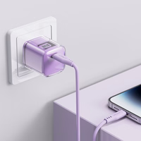 Acefast A53 PD 30W GaN USB-C įkroviklis su ekranu - violetinis