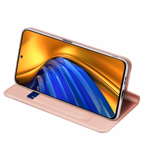 Dux Ducis Skin Pro atverčiamas dėklas telefonui Xiaomi Poco F4 5G rožinis