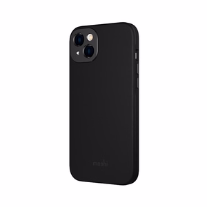 Moshi Napa dėklas, skirtas iPhone 14 Plus, suderinamas su MagSafe, veganiškos odos, „Midnight Black“ spalvos