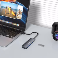 USB-A Hub Wozinsky WHS080YSS 4 x USB-A 3.0 su atskirais jungikliais, aliuminis, su 30 cm laidu - pilkas