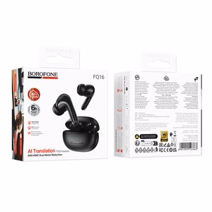 Juodos TWS Bluetooth ausinės Borofone FQ16 Star, ANC+ENC, Smart AI