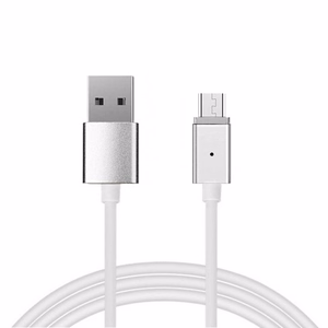 Kabelis Magnetinis Tipas 1 - USB į Micro USB - su nuimamu kištuku 1 metras SIDABRINIS (blisterio pakuotė)