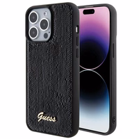 Guess Sequin Script Metal dėklas telefonui iPhone 15 Pro Max - juodas