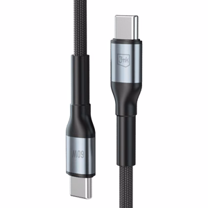 3mk Hyper Cable N-SERIES USB-C / USB-C laidas 3m PD 3.0 QC 3.0 20V/3A 60W juodas