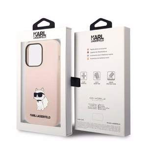 Karl Lagerfeld KLHCP14LSNCHBCP iPhone 14 Pro 6.1" kietasis dėklas rožinis/rožinis Silikoninis Choupette