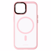 Liavec Hibridinis magnetinis skaidrus dėklas iPhone 15 šviesiai rožinis