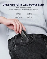 VEGER išorinė baterija 5000 mAh su įmontuotu jungtimi Type C PlugOn PD QC3.0 3A 20W W0558 juoda