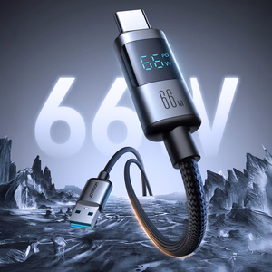 Joyroom S-A16 Pro Prism serijos 66W USB-A - USB-C kabelis su ekranu 1,2 m - juodas