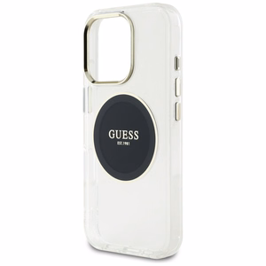 Guess IML Metal Colored Circle Classic Logo Magnetinis dėklas telefonui iPhone 16 Pro - juodas