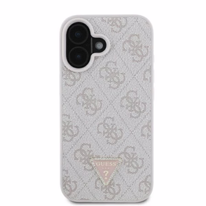 Guess Odinis Crossbody dėklas telefonui iPhone 16 su metaliniu logotipu ir Strass - rožinis