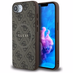 Guess 4G Ring Classic Logo Magnetinis dėklas telefonui iPhone 16e - ruda