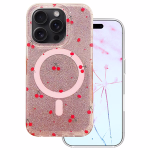 Cherry Mag dėklas skirtas iPhone 15 Pro 6,1" su blizgučiais