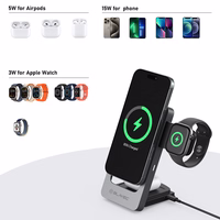 "Blavec" indukcinis įkroviklis BQI-05 Qi 15W magnetinis "Magsafe 3 in 1 UniCharge" (BQI05-QIMS) sidabrinis