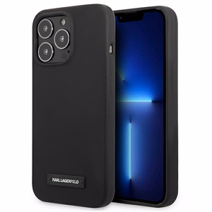 Karl Lagerfeld silikoninis plokštelės dėklas iPhone 13 Pro / iPhone 13 - juodas