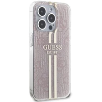 Guess IML 4G Gold Stripe dėklas telefonui iPhone 14 Pro Max - rožinis