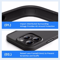 Rock Guard serijos dėklas Iphone 16 Plus permatomas-juodas