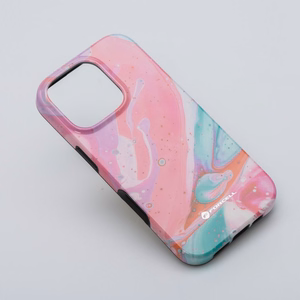 FORCELL F-PROTECT Mirage karinio standarto dėklas, suderinamas su MagSafe, skirtas IPHONE 16 PRO MAX, rožinis marmuras