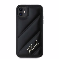 Karl Lagerfeld Diagonal Quilted Script dėklas telefonui iPhone 11 / Xr - juodas