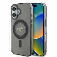 Guess IML Rhinestones Magnetinis dėklas telefonui iPhone 16 Plus - juodas