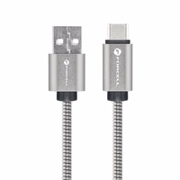 FORCELL F-ENERGY Metal C234 kabelis USB-A į Type-C QC3.0 66W 1 m sidabrinis